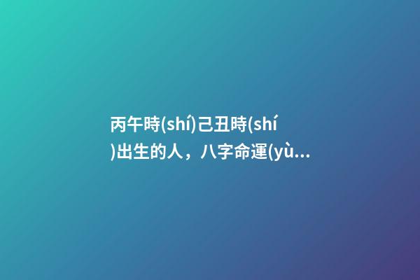 丙午時(shí)己丑時(shí)出生的人，八字命運(yùn)如何？